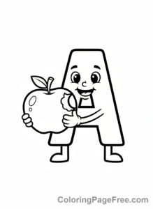 Letters coloring page - Letter A with apple