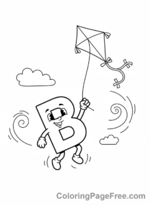 Letters coloring page - Letter B flying kite