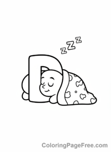 Letters coloring page - Letter D sleeping soundly