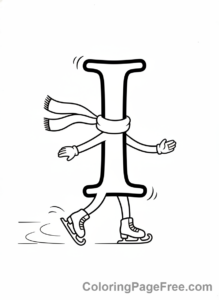 Letters coloring page - Letter I ice skating