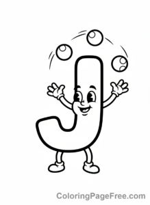 Letters coloring page - Letter J juggling balls
