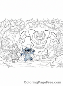 Lilo And Stitch coloring page - Gantu chase scene