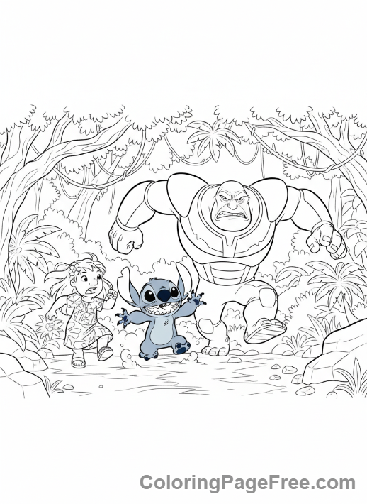 Lilo And Stitch coloring page - Gantu chase scene