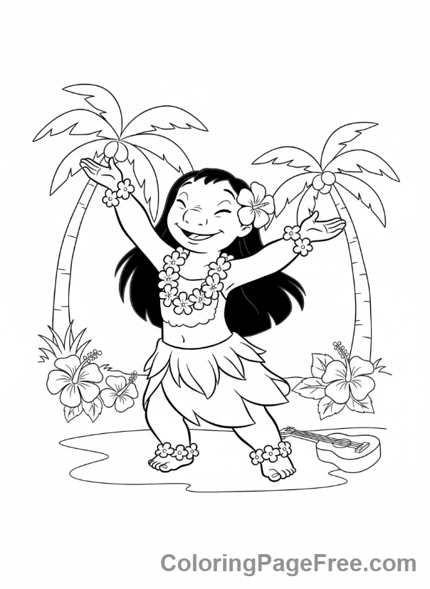 Lilo And Stitch coloring page - Lilo hula dancing