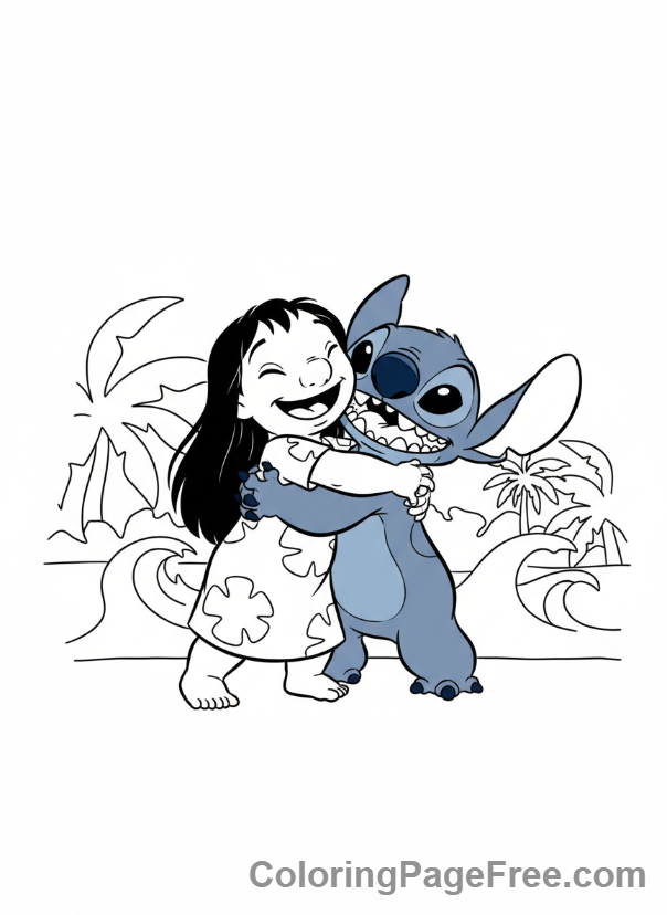 Lilo And Stitch coloring page - Lilo Stitch hug