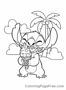 Lilo And Stitch coloring page - Stitch eating icecream