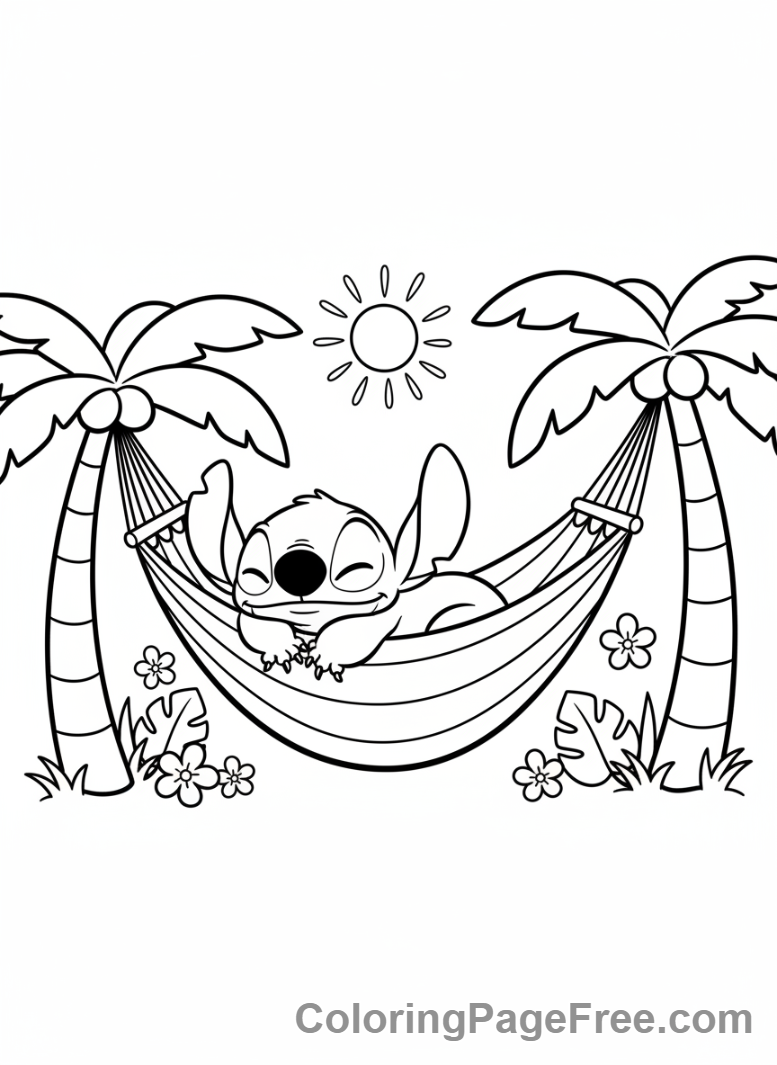 Lilo And Stitch coloring page - Stitch peaceful sleep