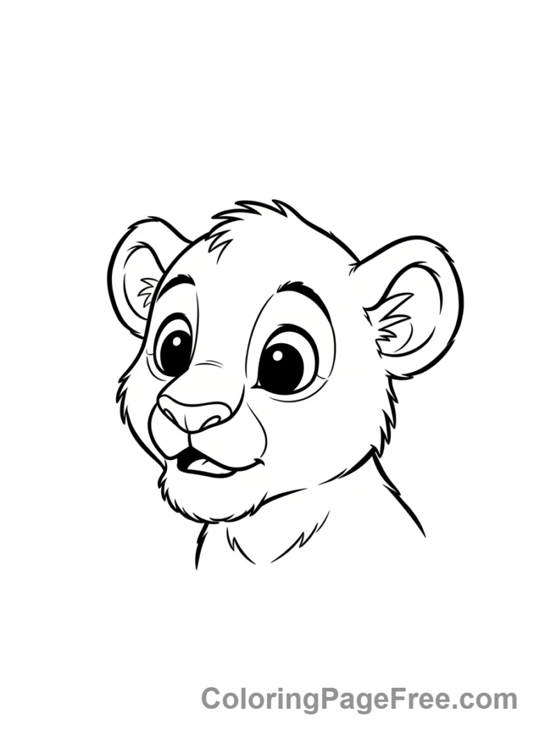 Curious Lion Cub Coloring Page