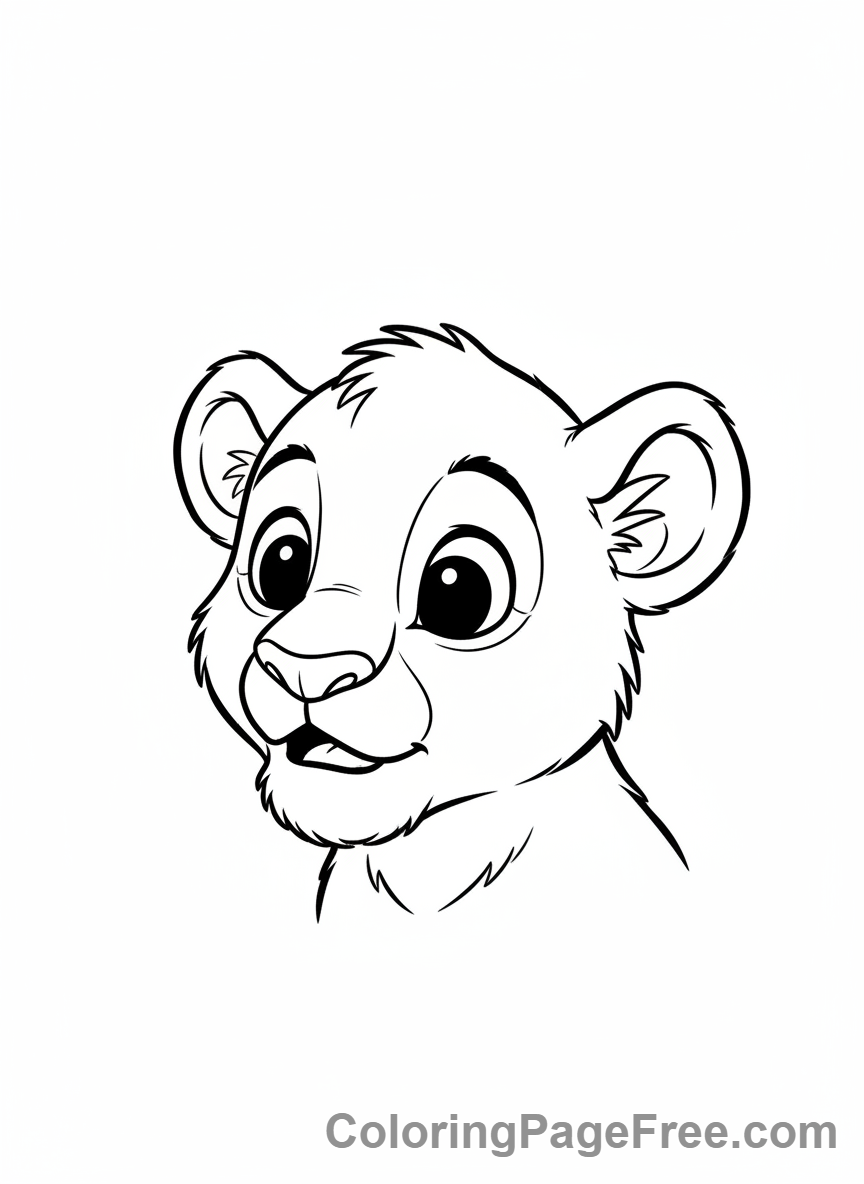 Lion coloring page - Lion cub curious
