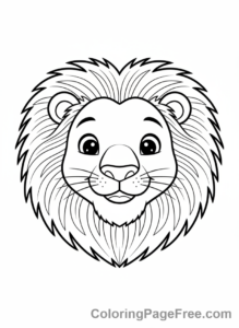 Lion coloring page - Lion face detailed