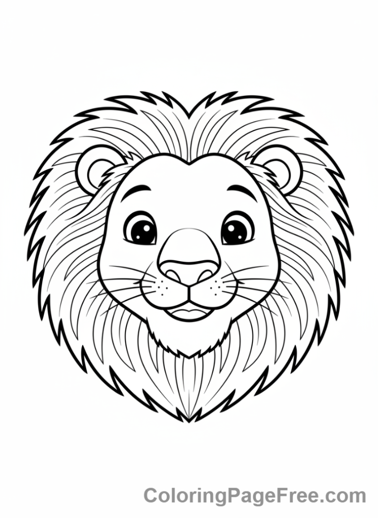 Detailed Lion Face Coloring Page