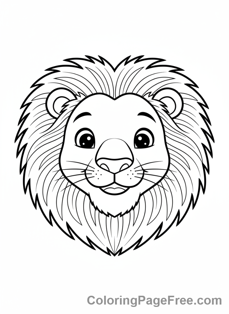 Lion coloring page - Lion face detailed