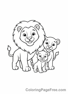 Lion coloring page - Lion family together
