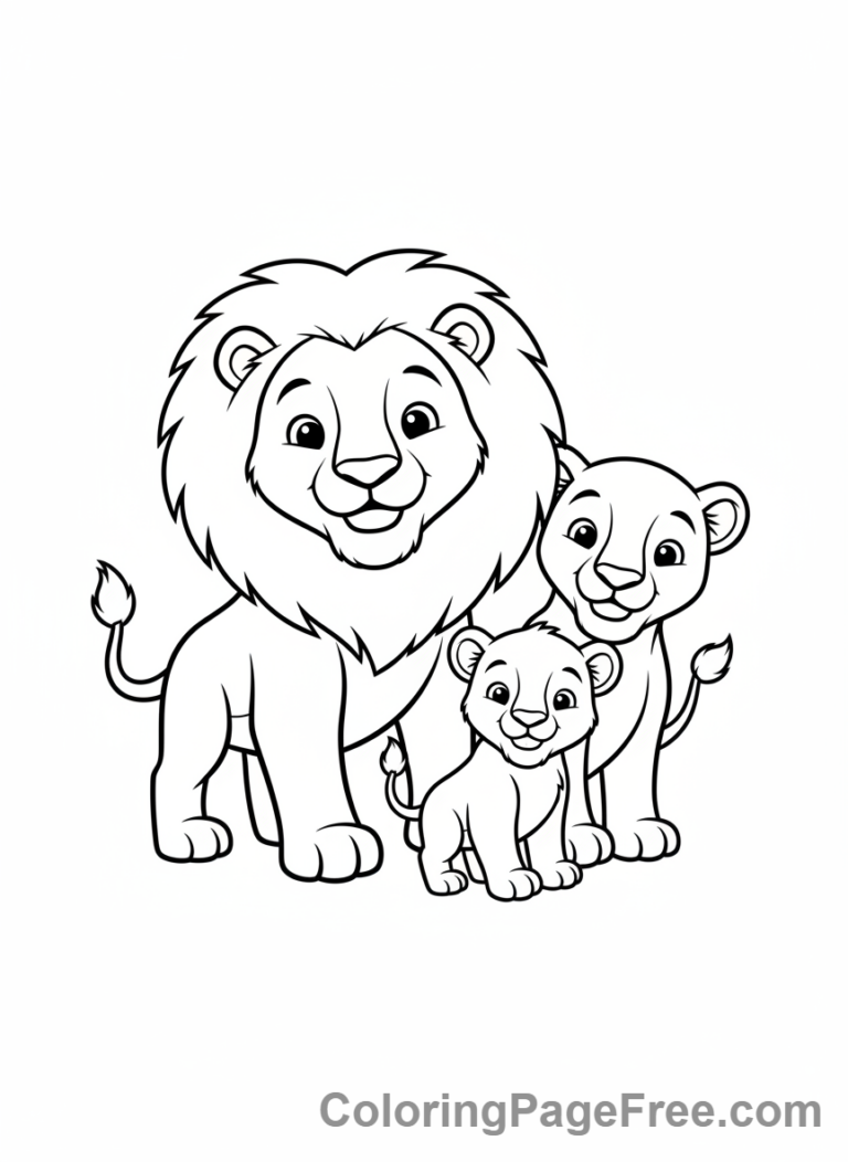 Lion Family Coloring Page