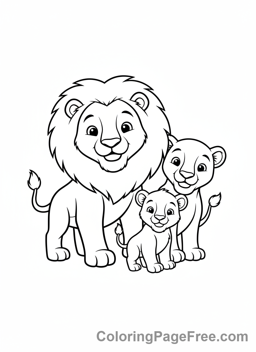 Lion coloring page - Lion family together