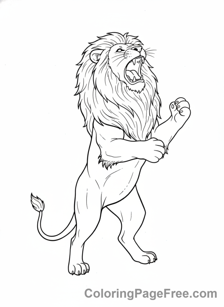 Majestic Roaring Lion Coloring Page