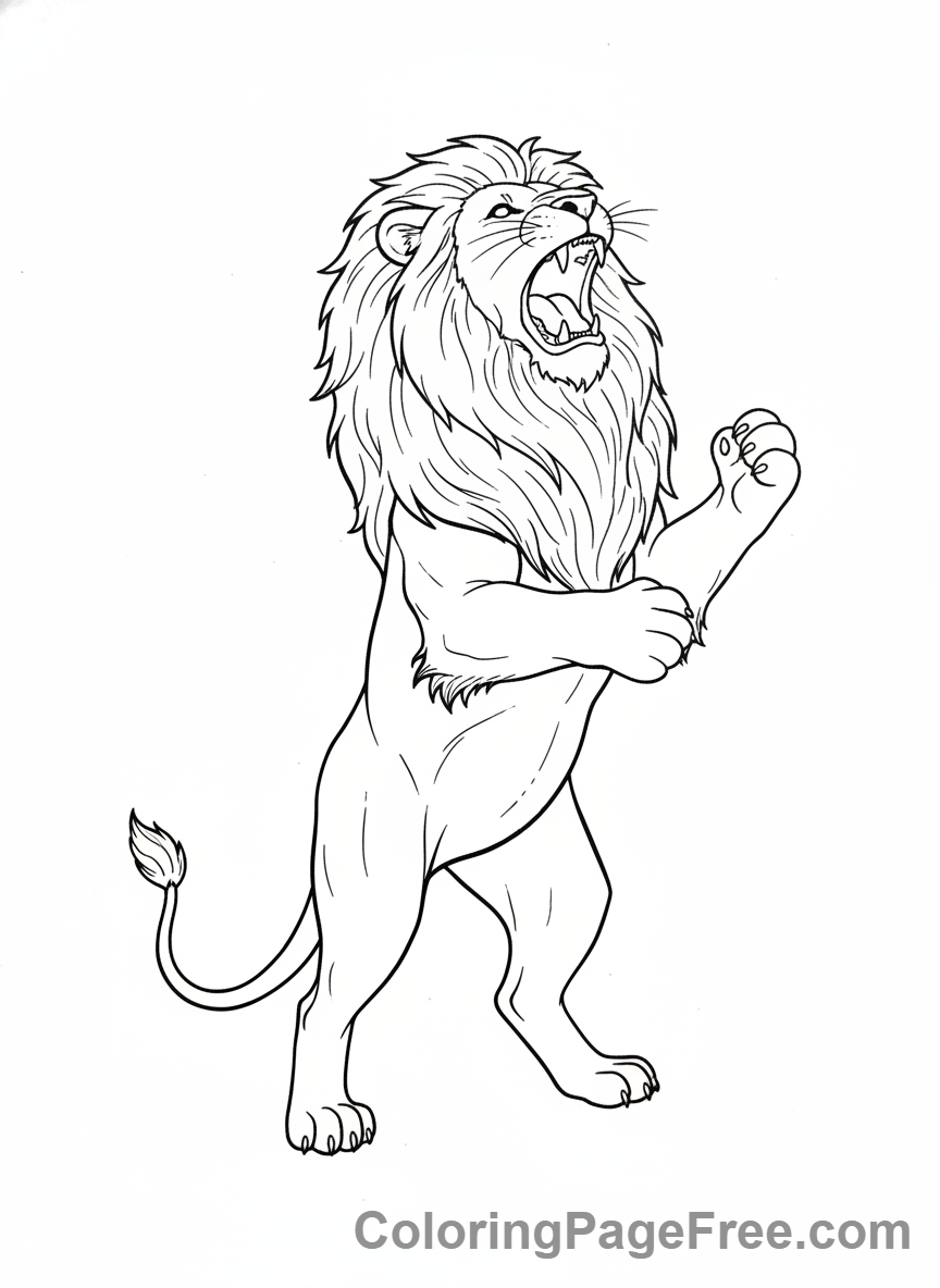 Lion coloring page - Lion roaring majestic