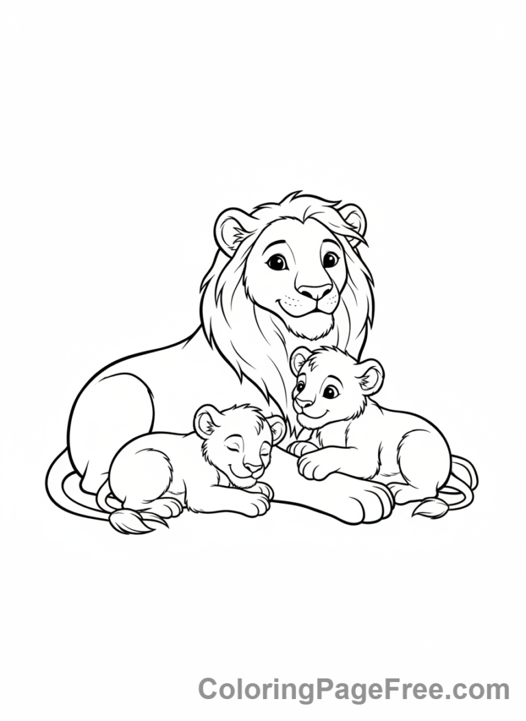Lion Family Coloring Page