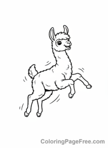 Llama coloring page - Baby llama playing