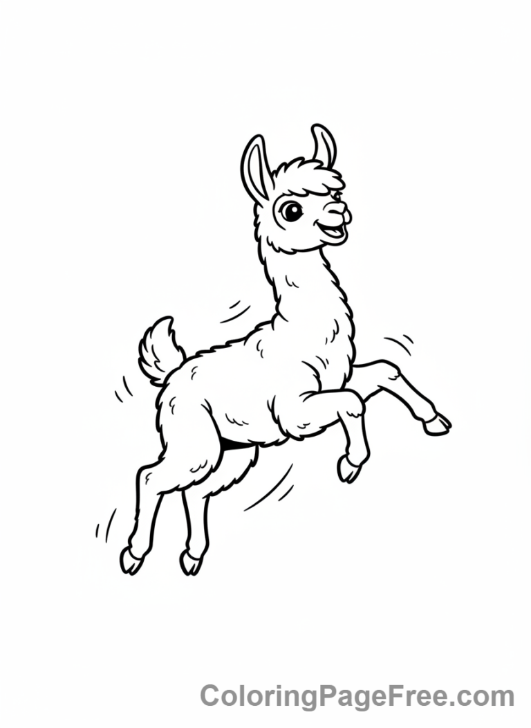 Llama coloring page - Baby llama playing