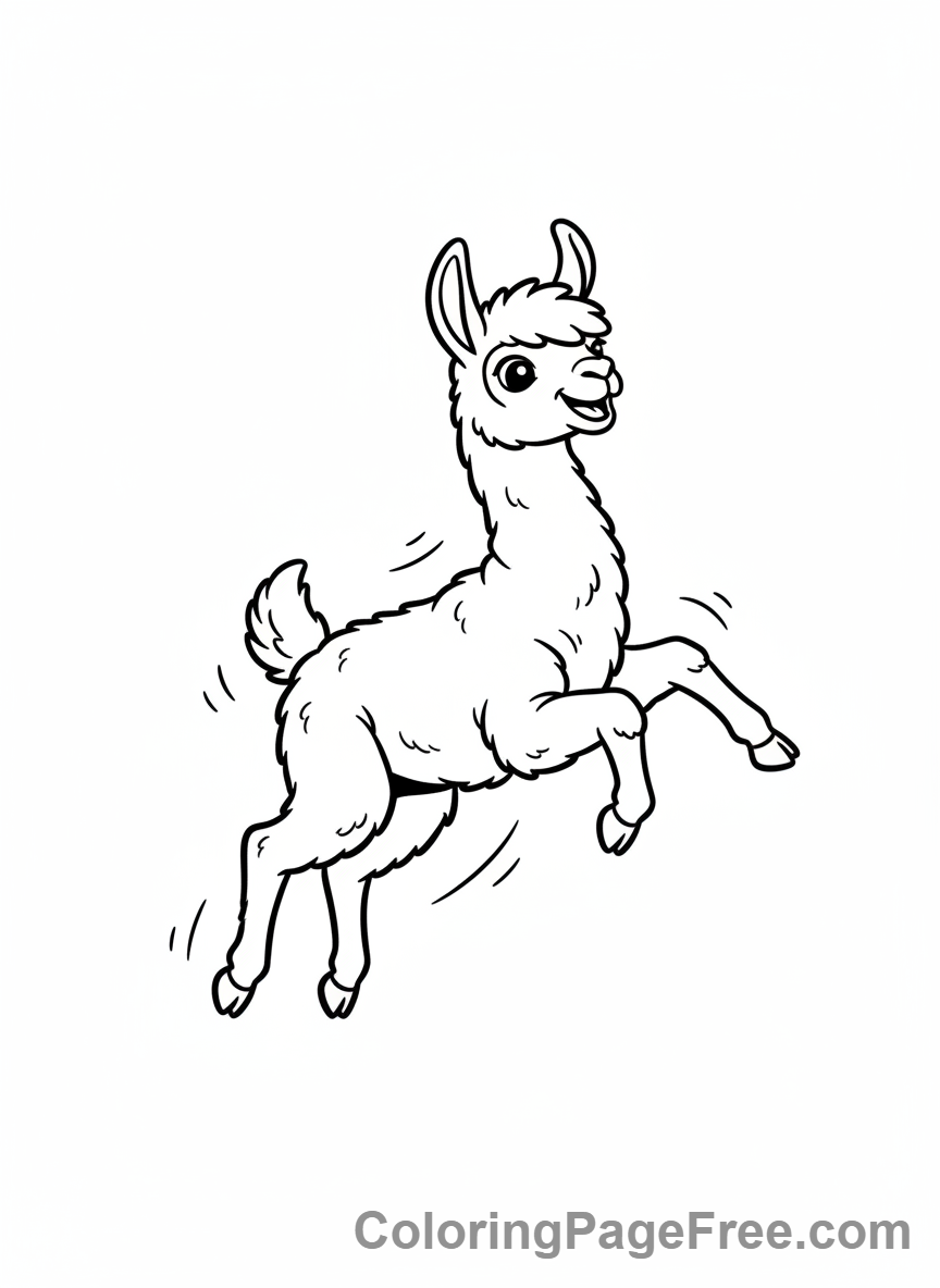 Llama coloring page - Baby llama playing
