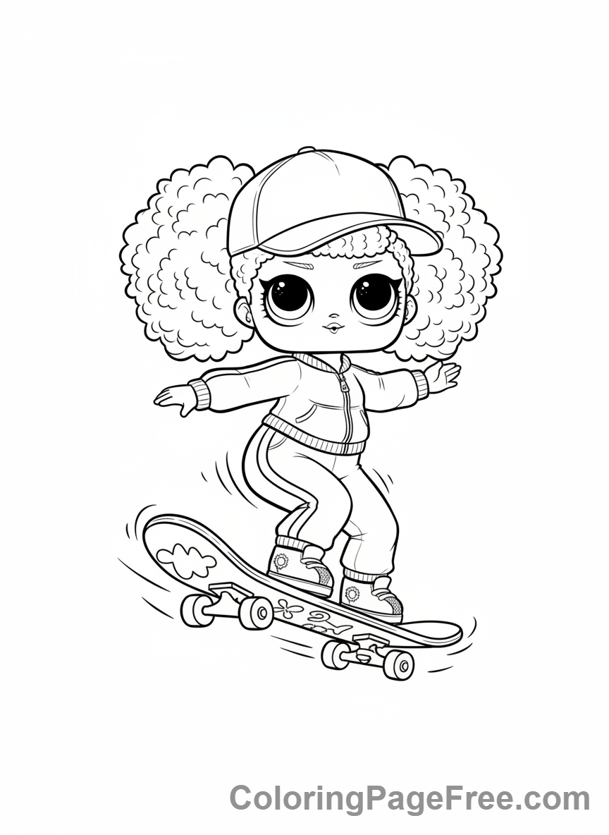 Lol Surprise coloring page - MC Swag skateboarding