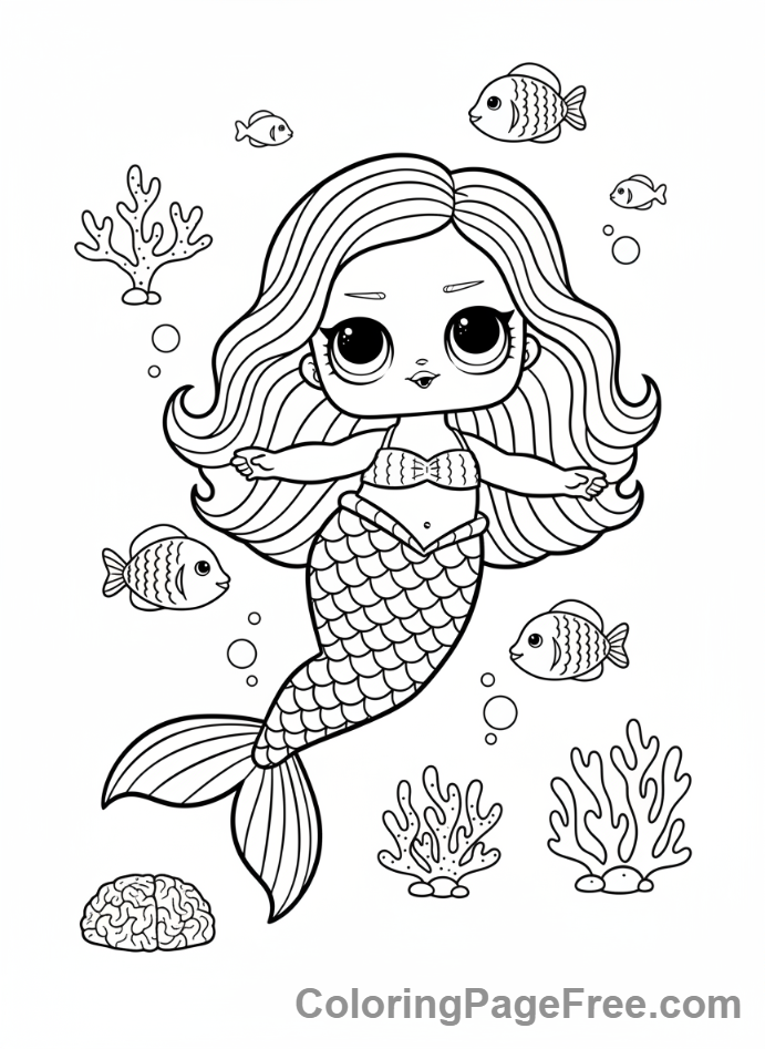 Lol Surprise coloring page - Merbaby swimming undersea