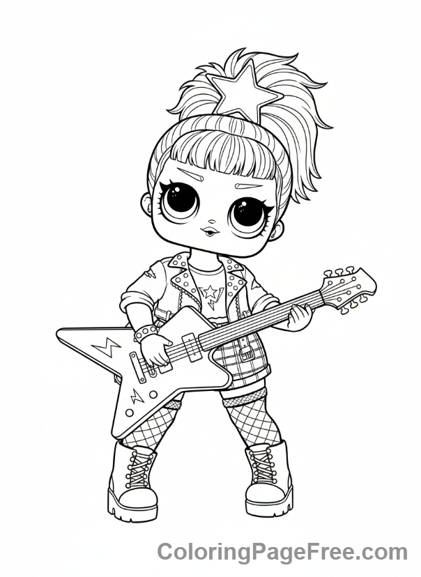 Lol Surprise coloring page - Rockers playing guitar