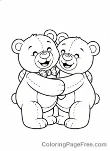 Love coloring page - Bears hugging