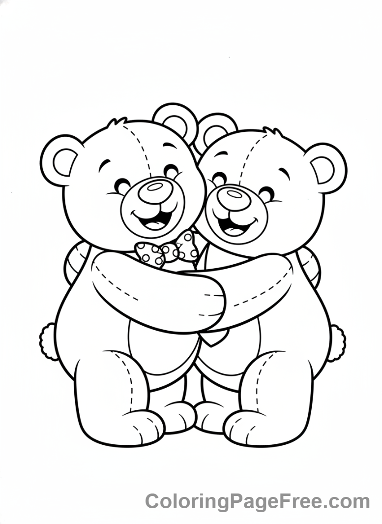 Love coloring page - Bears hugging