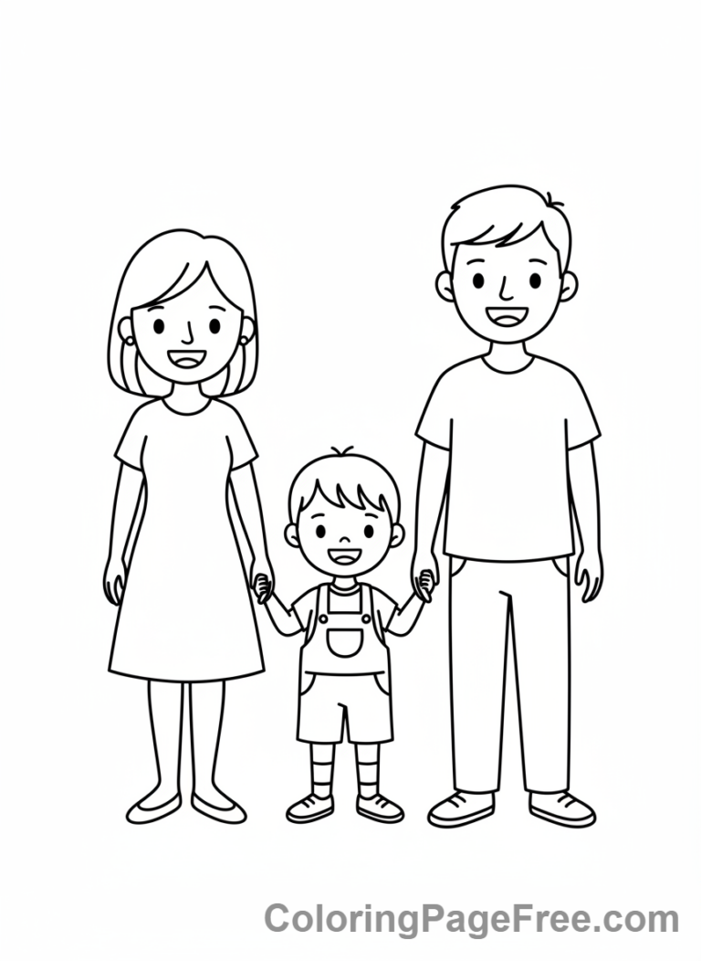 Love coloring page - Family holding hands