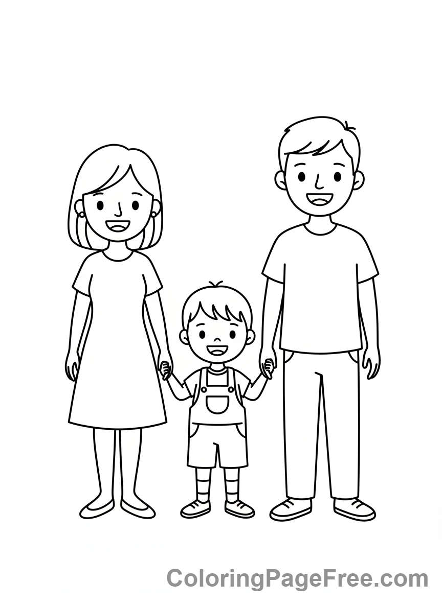 Love coloring page - Family holding hands