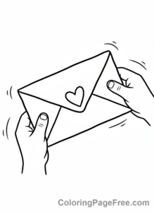 Love coloring page - Hands hold letter