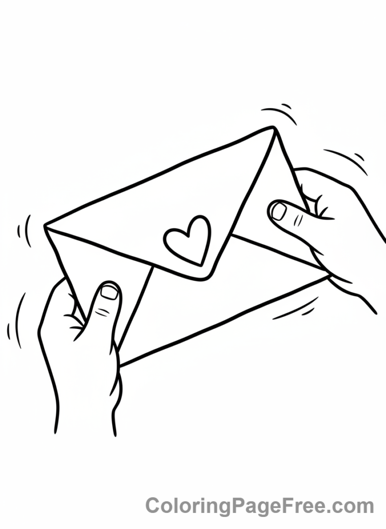 Love coloring page - Hands hold letter