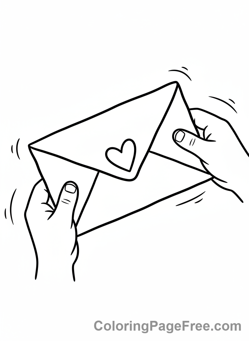 Love coloring page - Hands hold letter