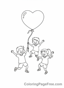 Love coloring page - Kids dance heart