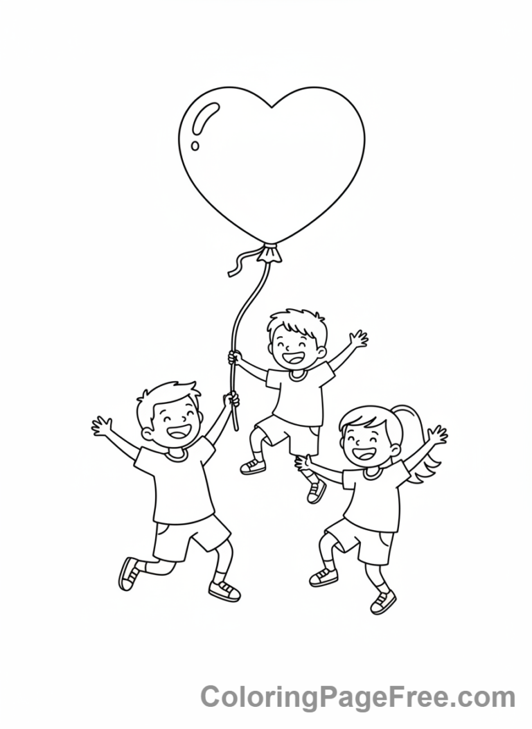 Love coloring page - Kids dance heart