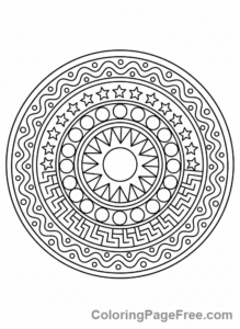 Mandala coloring page - Concentric circles mandala