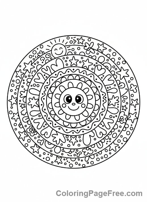 Mandala coloring page - Doodle style mandala