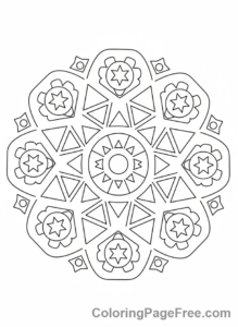 Mandala coloring page - Geometric pattern mandala