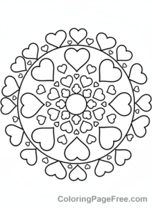 Mandala coloring page - Heart shaped mandala