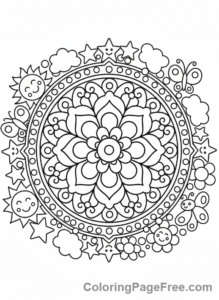 Mandala coloring page - Mandala with border