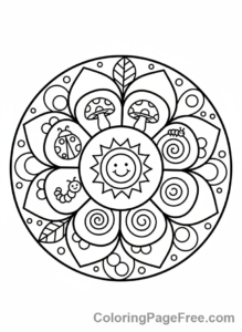 Mandala coloring page - Mandala with hidden objects