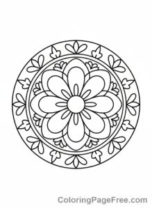 Mandala coloring page - Simple floral mandala
