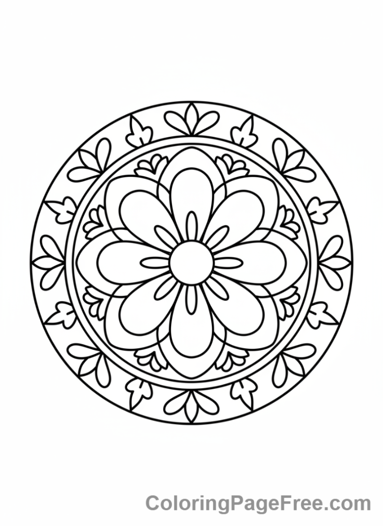 Mandala coloring page - Simple floral mandala