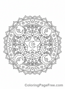 Mandala coloring page - Starry night mandala