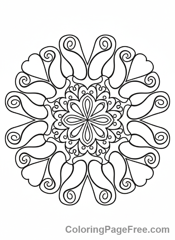Mandala coloring page - Swirling lines mandala