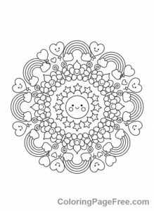 Mandala coloring page - Symmetrical fun mandala