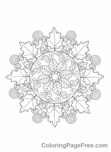 Mandalas coloring page - Autumn leaves mandala