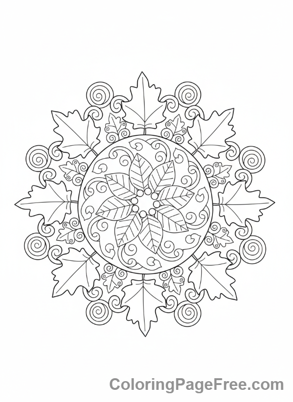 Mandalas coloring page - Autumn leaves mandala